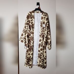 Brown and Cream Geometric Patterned Fabric